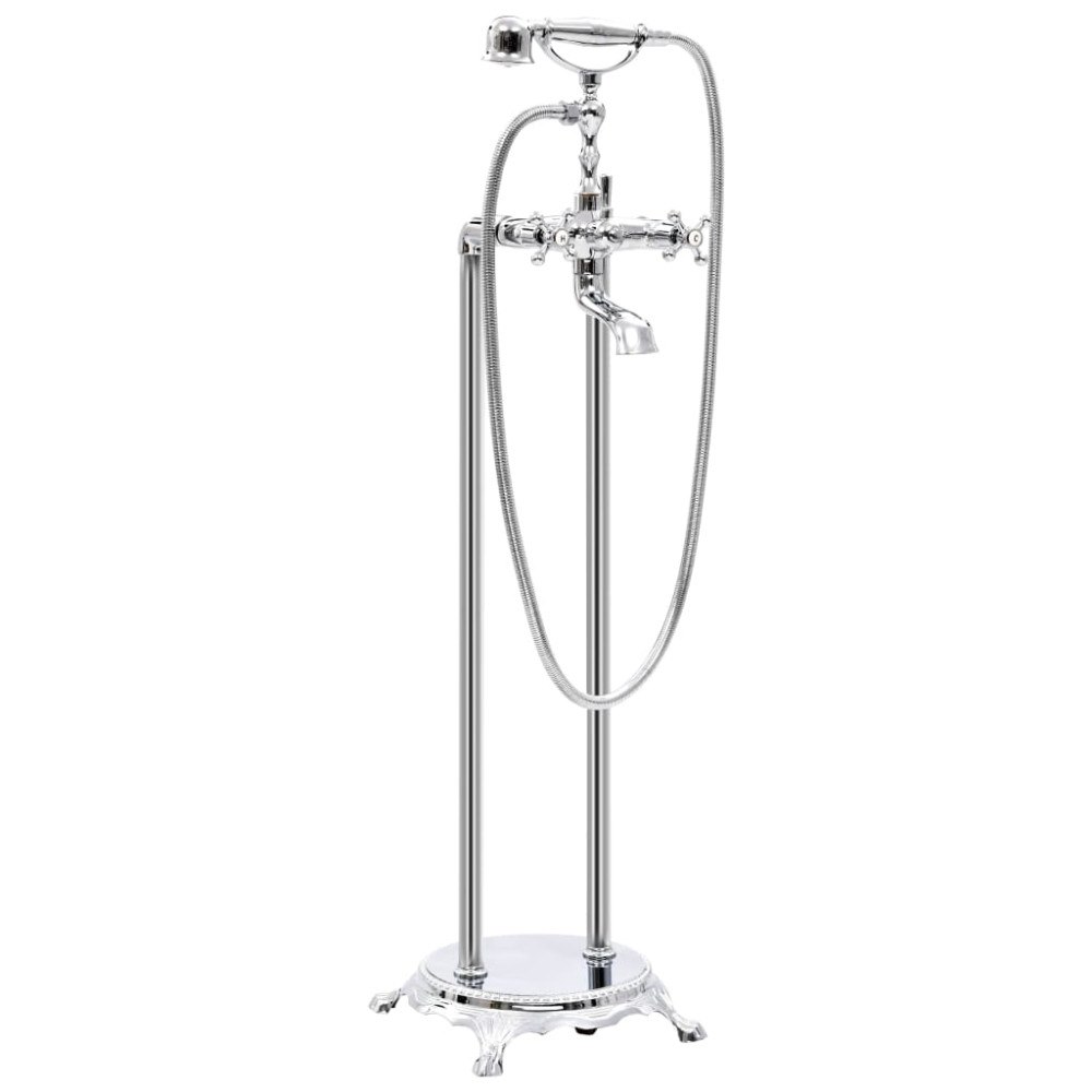 vidaXL Fristående badkarsblandare rostfritt stål 99,5 cm silver