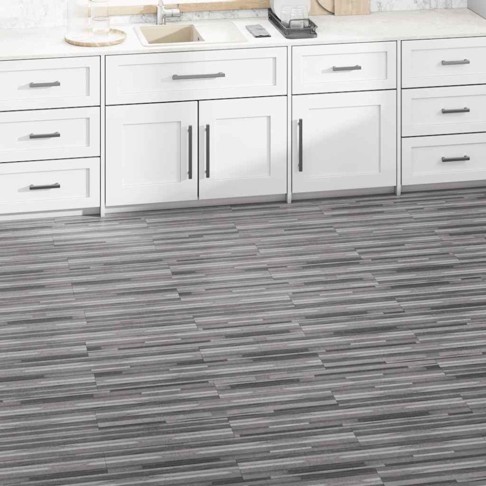 vidaXL PVC-golvbrädor 5,02 m² självhäftande 2 mm grårandig