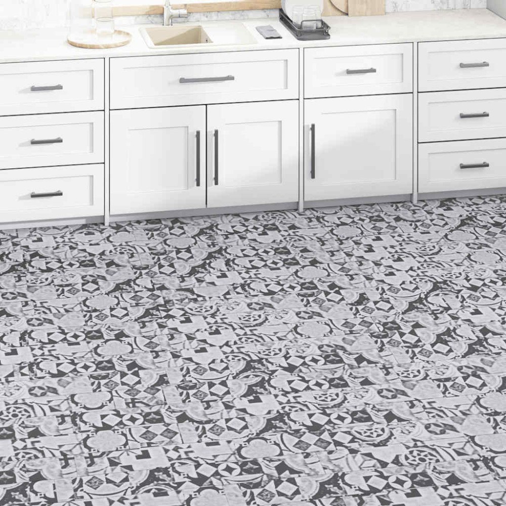 vidaXL PVC-golvbrädor 5,02 m² självhäftande 2 mm grått mönster