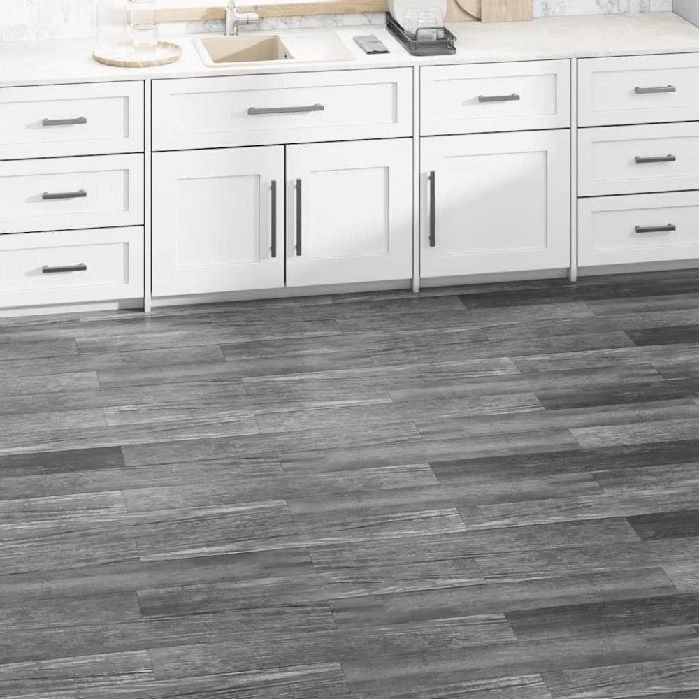 vidaXL PVC-golvbrädor 5,02 m² självhäftande 2 mm blank grå