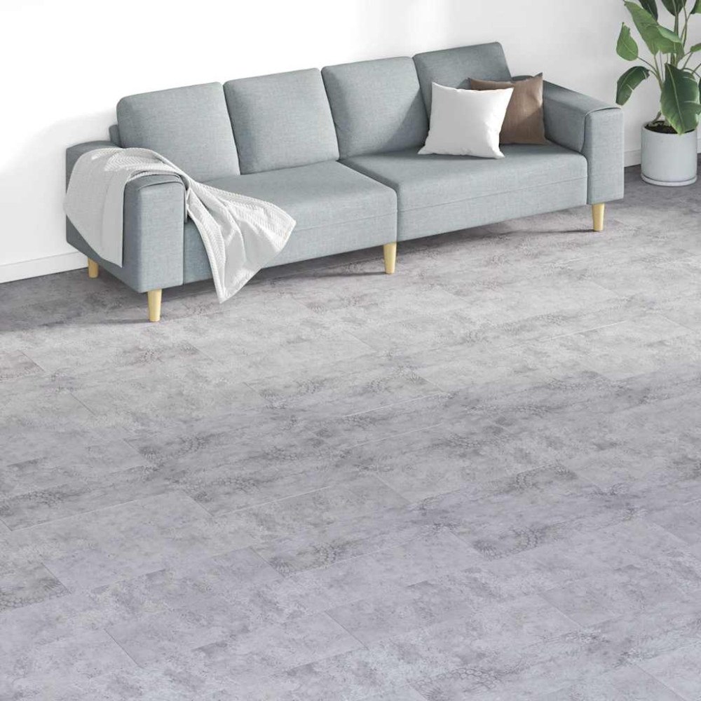 vidaXL Ej självhäftande PVC-golvplankor 5,26 m² 2 mm cementgrå