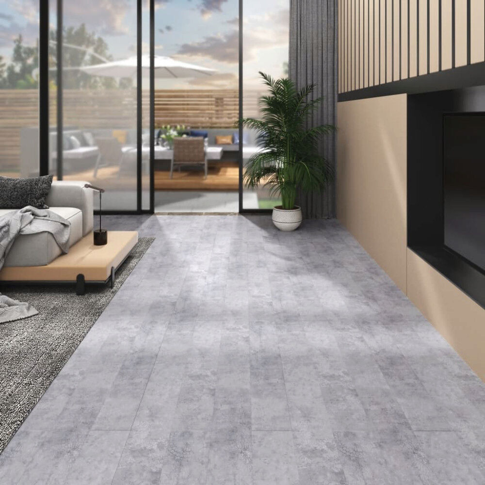 vidaXL Ej självhäftande PVC-golvplankor 5,26 m² 2 mm cementgrå