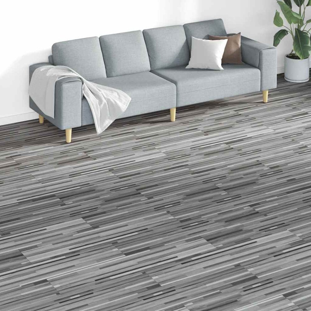 vidaXL Ej självhäftande PVC-golvplankor 5,26 m² 2 mm grårandig