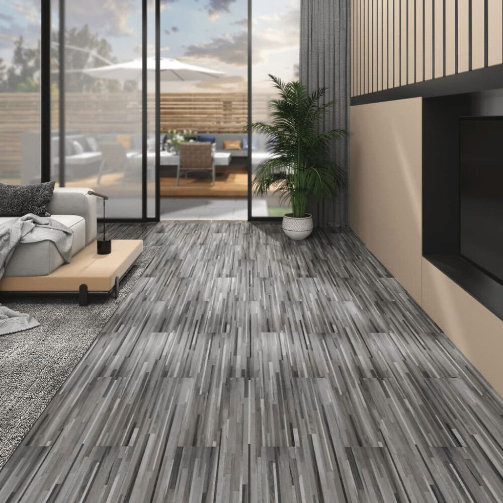 vidaXL Ej självhäftande PVC-golvplankor 5,26 m² 2 mm grårandig