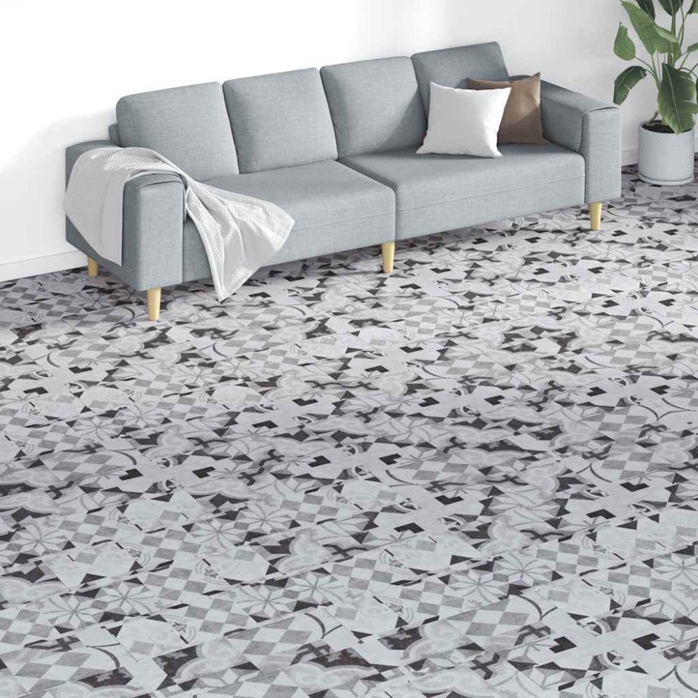 vidaXL Ej självhäftande PVC-golvplankor 5,26 m² 2 mm grått mönster