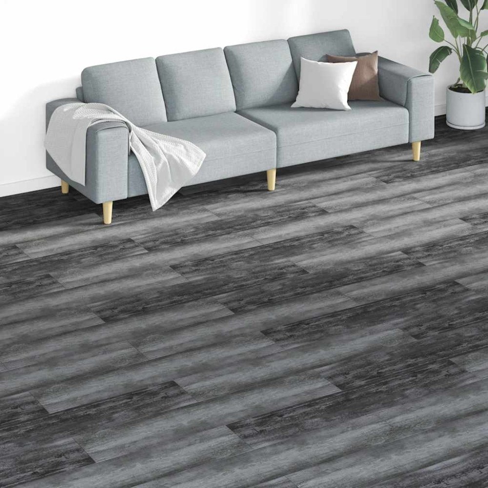 vidaXL Ej självhäftande PVC-golvplankor 5,26 m² 2 mm glansig grå