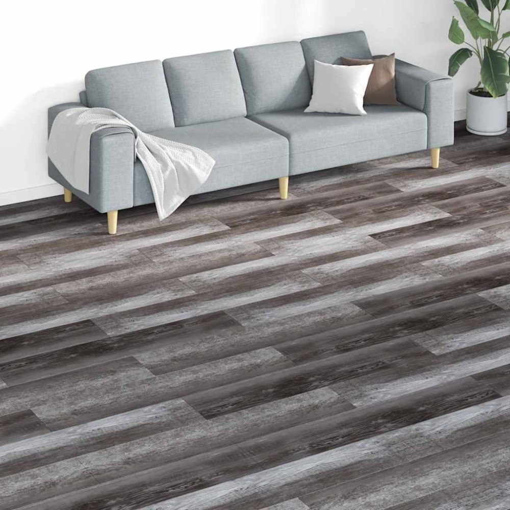 vidaXL Ej självhäftande PVC-golvplankor 5,26 m² 2 mm randigt trä
