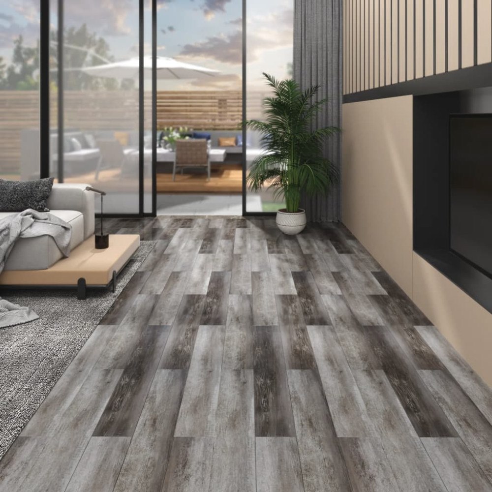 vidaXL Ej självhäftande PVC-golvplankor 5,26 m² 2 mm randigt trä