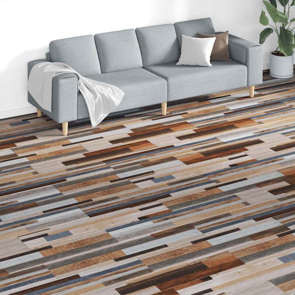 vidaXL Ej självhäftande PVC-golvplankor 5,26 m² 2 mm flerfärgad