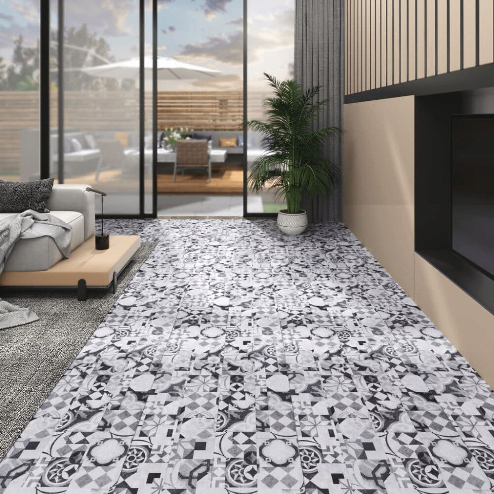vidaXL Golvbrädor PVC 4,46 m² 3 mm självhäftande grå mönster