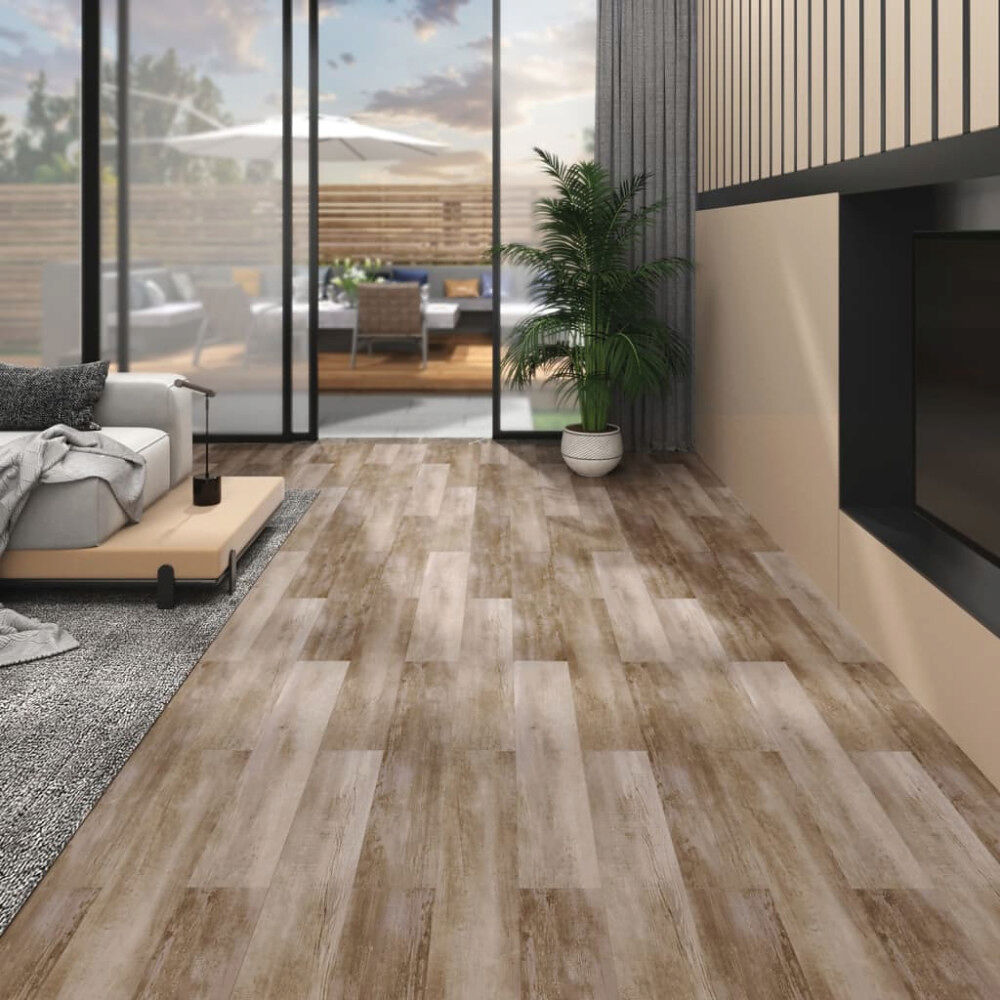 vidaXL PVC-golvbrädor 5,02 m² självhäftande 2 mm kalkfärgat trä