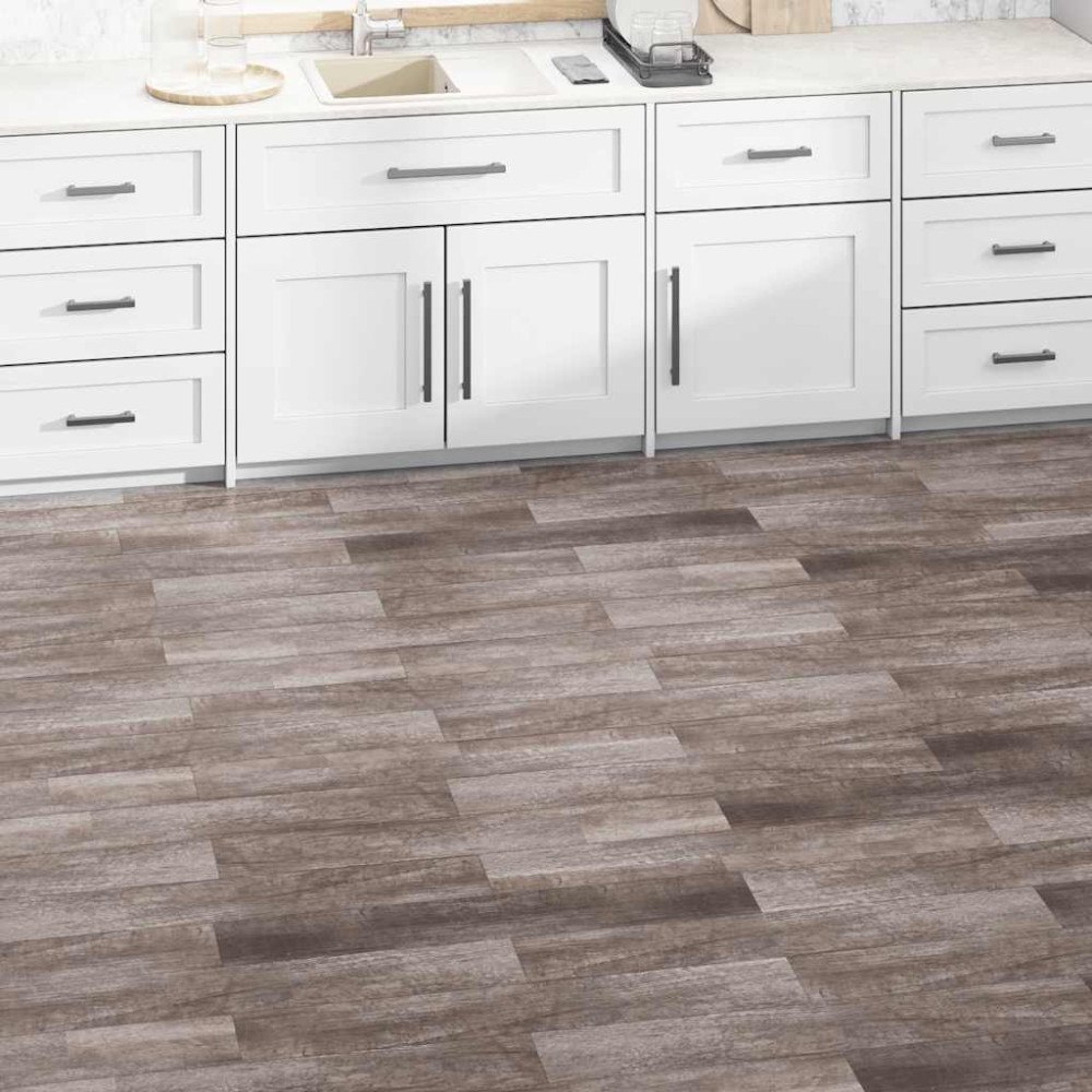 vidaXL PVC-golvbrädor 5,02 m² självhäftande 2 mm mattbrunt trä
