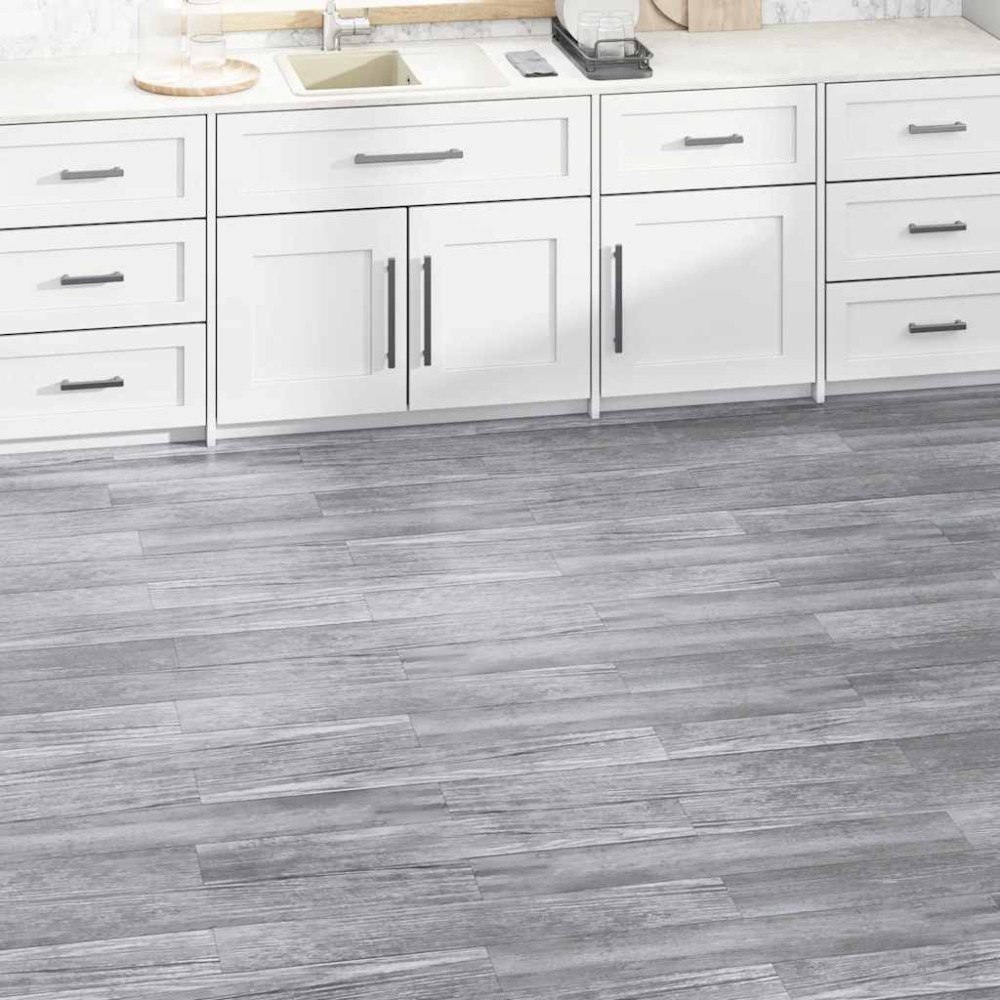 vidaXL PVC-golvbrädor 5,02 m² självhäftande 2 mm mattgrått trä