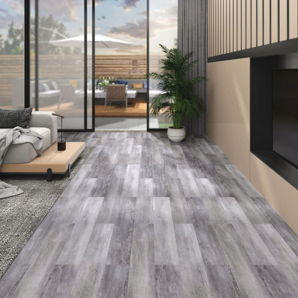 vidaXL PVC-golvbrädor 5,02 m² självhäftande 2 mm mattgrått trä