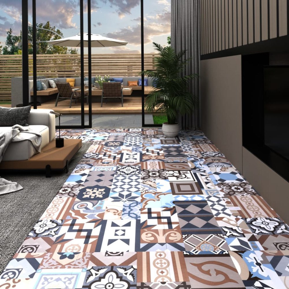 vidaXL PVC-golvbrädor självhäftande 5,11 m² mono-mönster