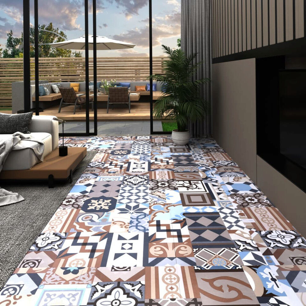 vidaXL PVC-golvbrädor självhäftande 5,11 m² mono-mönster
