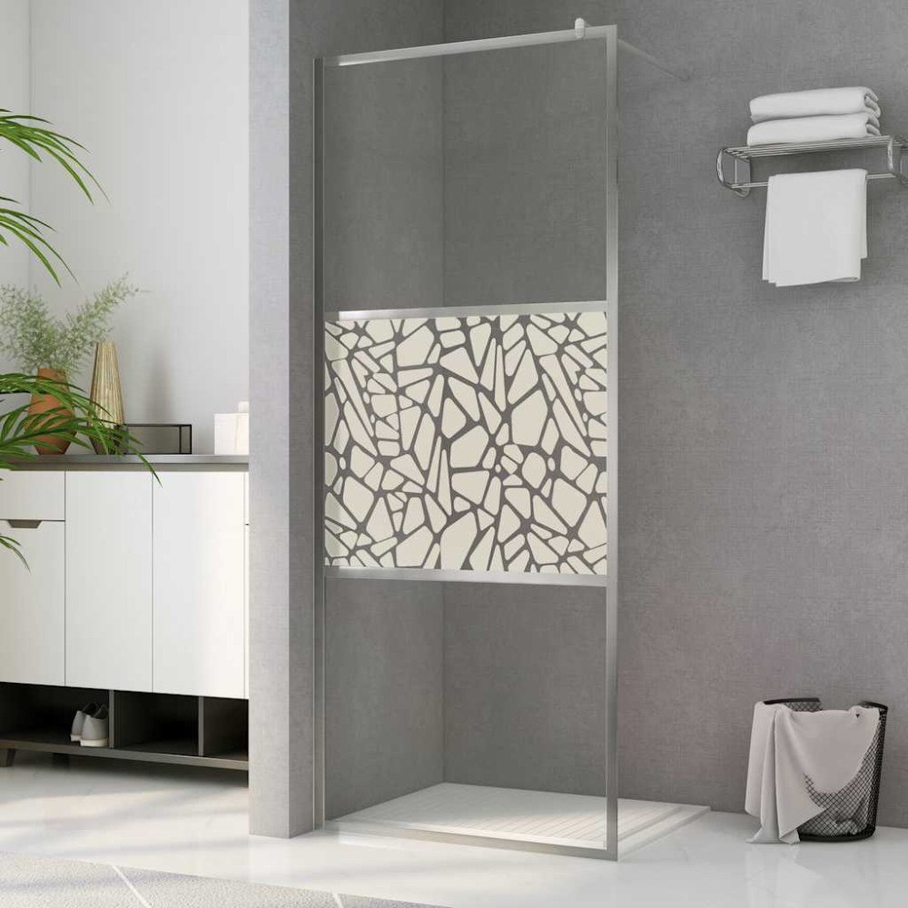 vidaXL Duschvägg med ESG-glas stendesign 140x195 cm