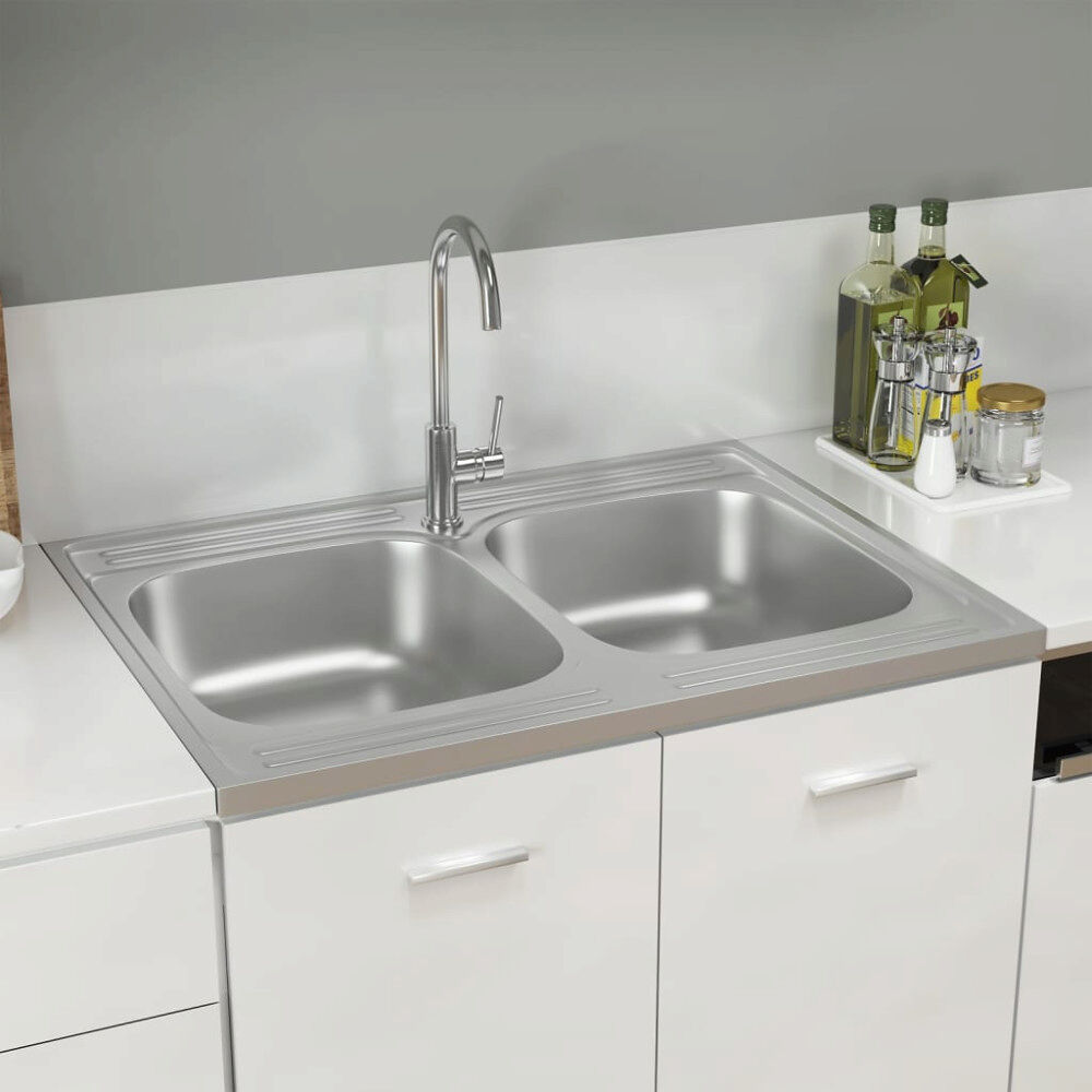 vidaXL Dubbla diskhoar silver 800x600x155 mm rostfritt stål