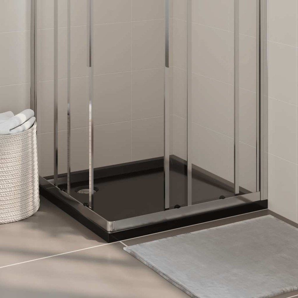 vidaXL Duschkar fyrkantigt ABS svart 80x80 cm