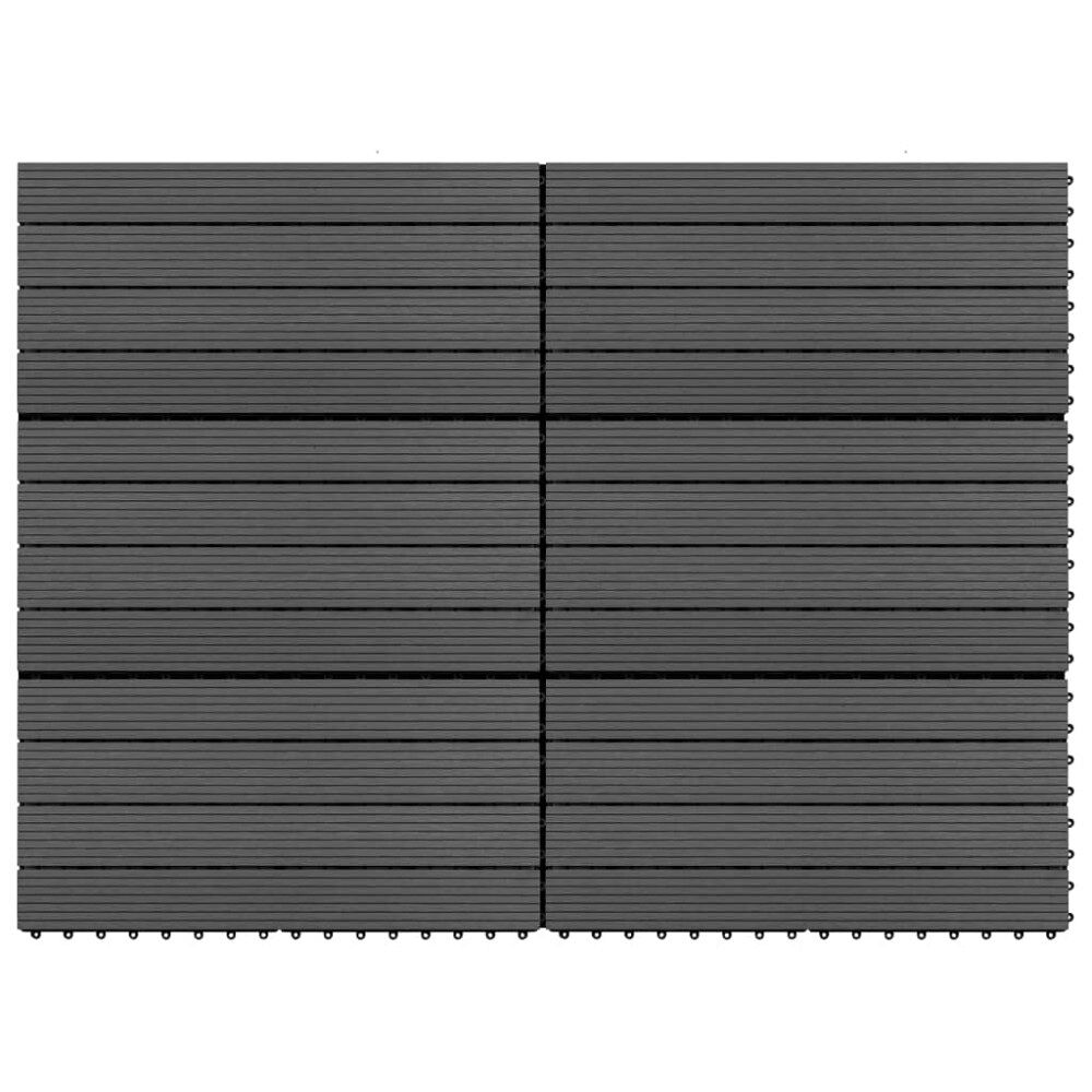 vidaXL Markplattor 6 st WPC 60x30 cm 1,08 m² svart