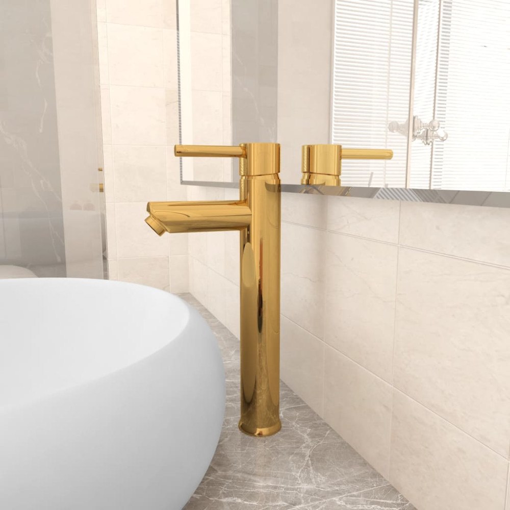 vidaXL Badrumsblandare guld 12x30 cm