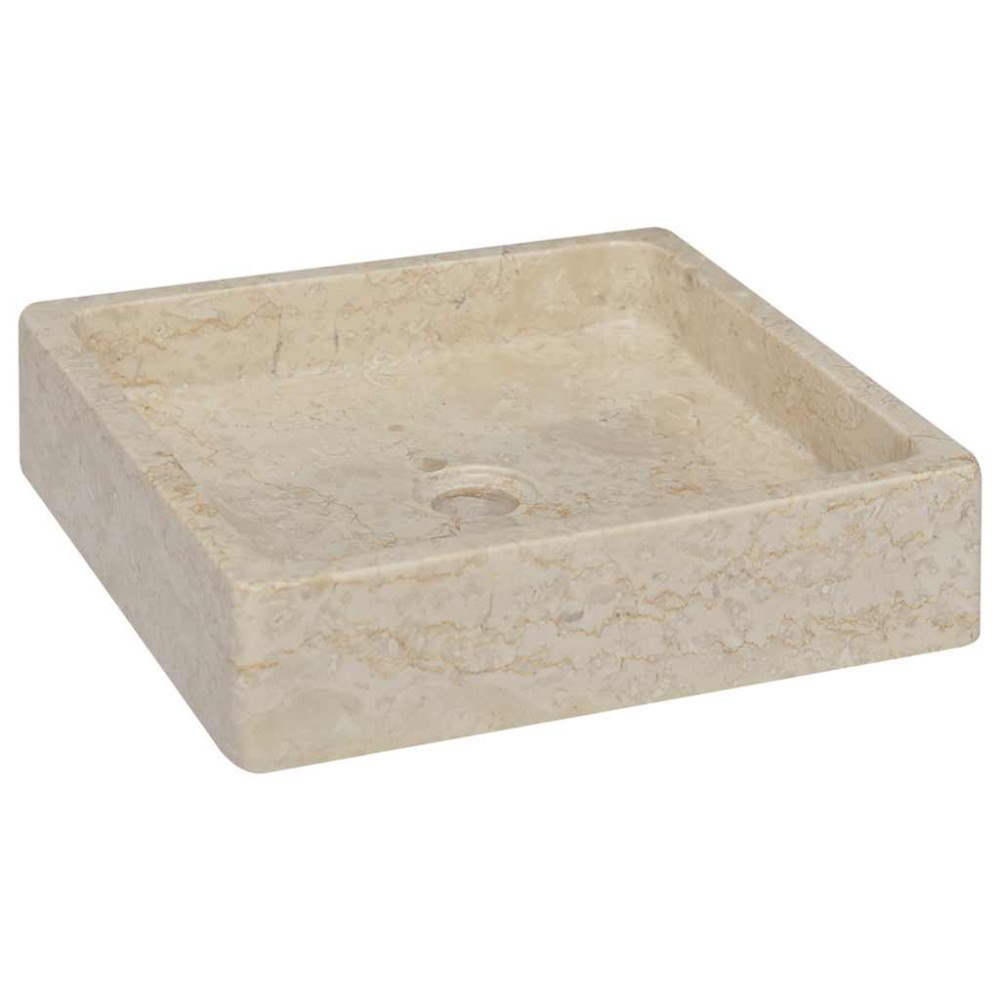 vidaXL Handfat gräddvit 40x40x10 cm marmor