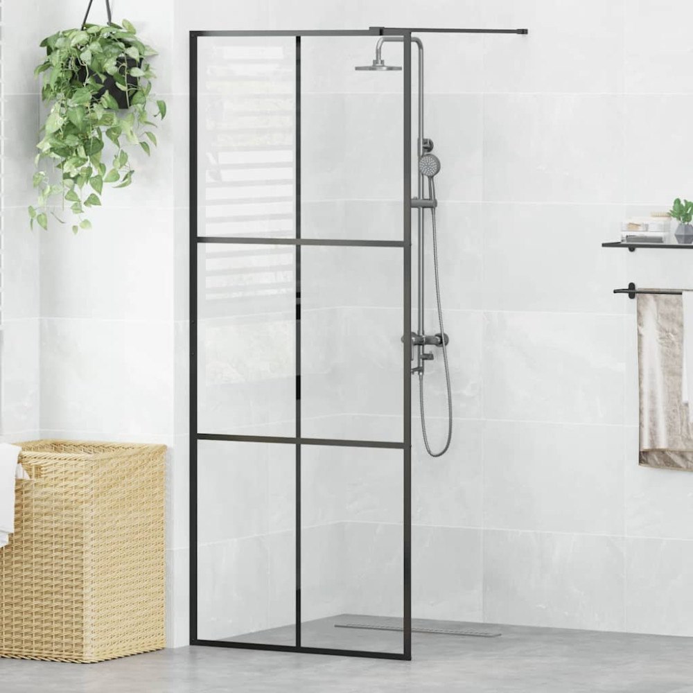 vidaXL Duschvägg med klart ESG-glas 80x195 cm svart
