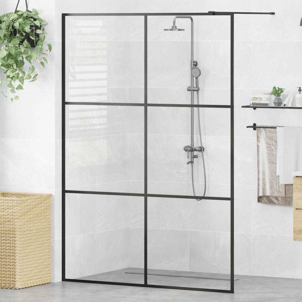 vidaXL Duschvägg med klart ESG-glas 140x195 cm svart