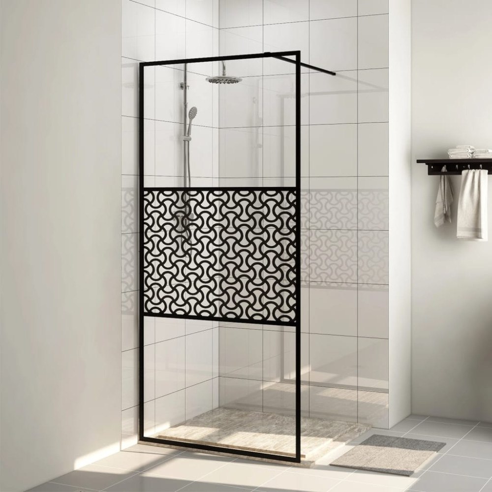 vidaXL Duschvägg med klart ESG-glas 90x195 cm svart