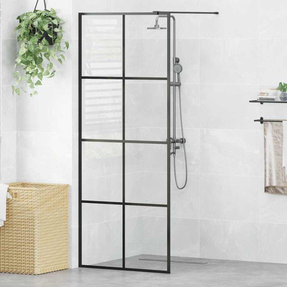 vidaXL Duschvägg med klart ESG-glas 80x195 cm svart
