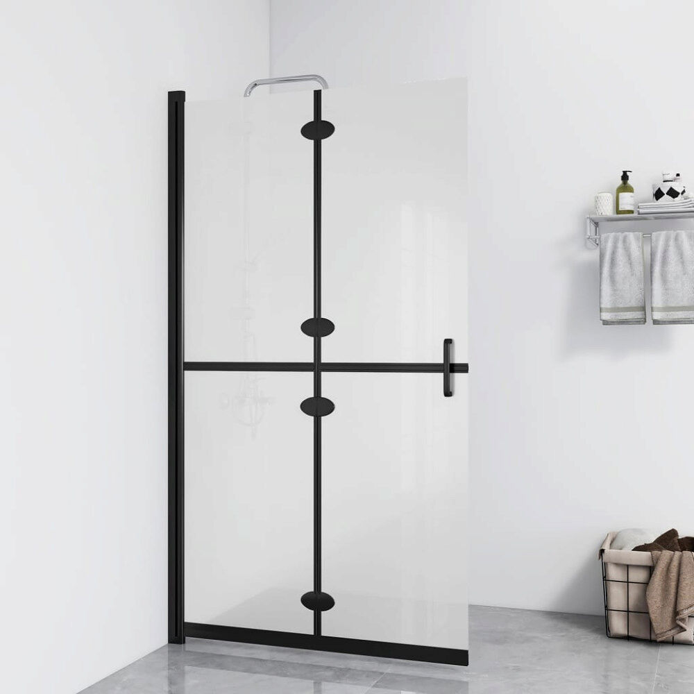 vidaXL Vikbar duschvägg med frostat ESG-glas 100x190 cm
