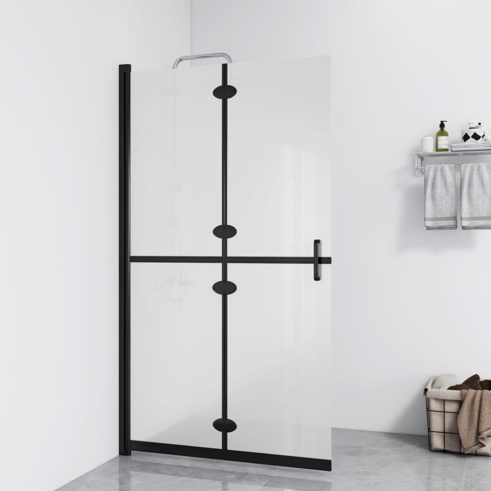 vidaXL Vikbar duschvägg med frostat ESG-glas 110x190 cm