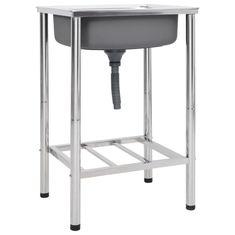 vidaXL Campingdiskbänk rostfritt stål