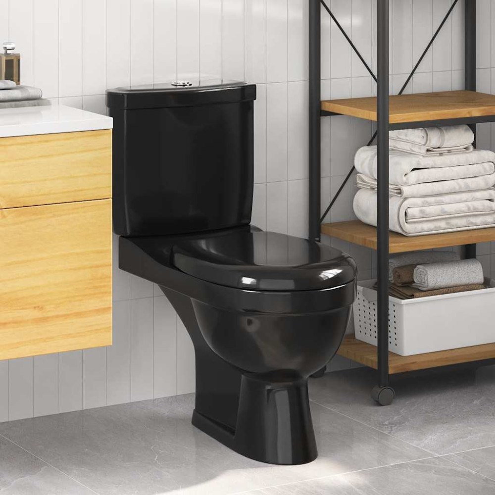 vidaXL Toalettstol med cistern svart