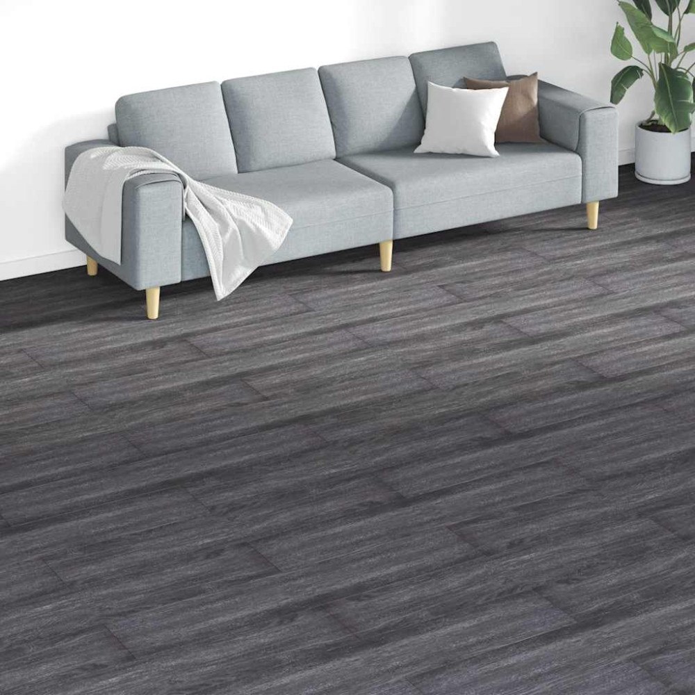 vidaXL Ej självhäftande PVC-golvplankor 5,26 m² 2 mm svart och vit