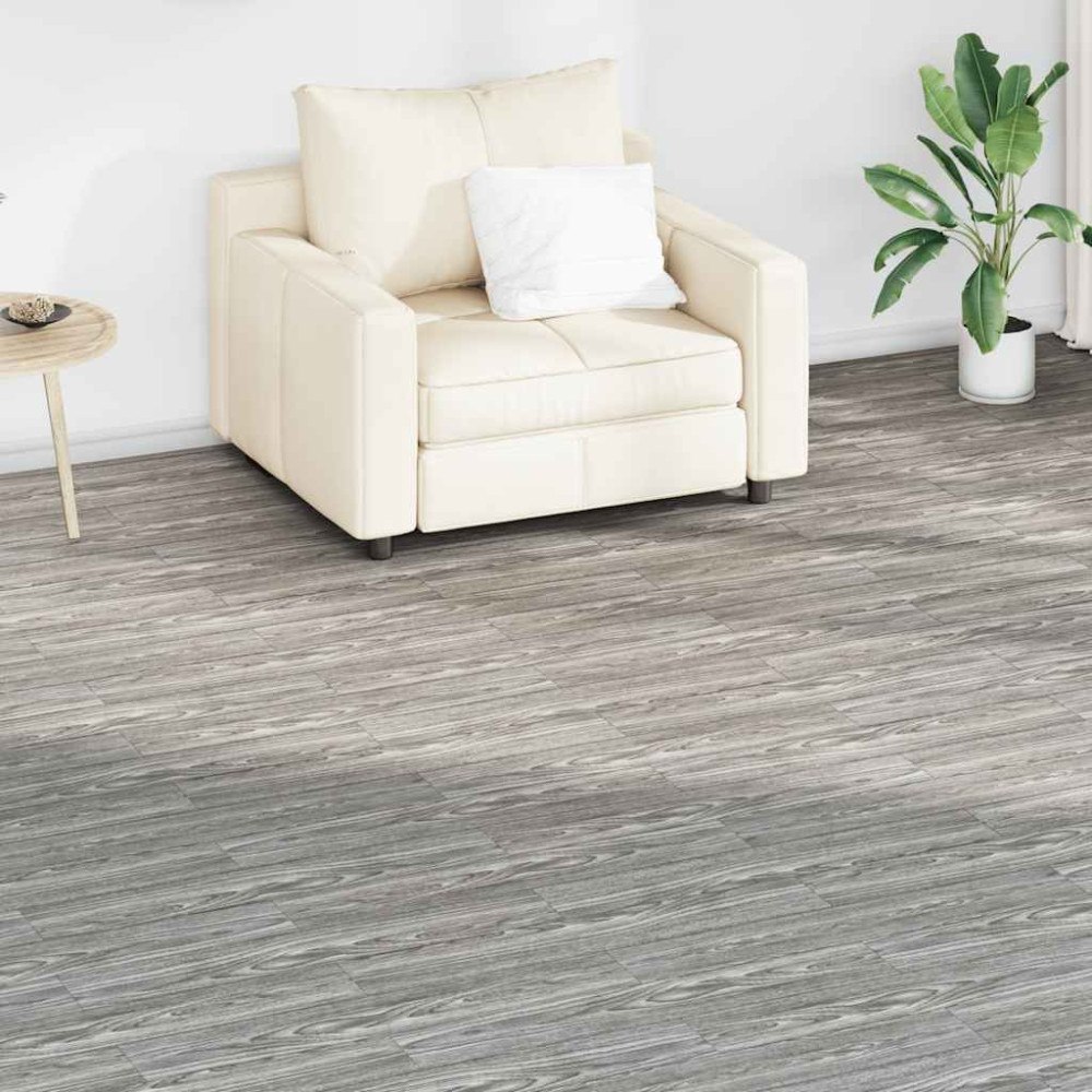 vidaXL Självhäftande PVC-golvplankor 5,02 m² 2 mm mörkgrå