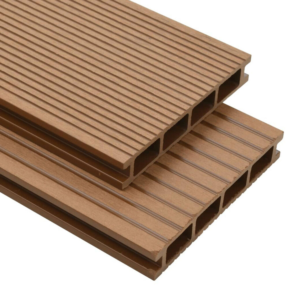 vidaXL WPC ihåliga golvplattor med tillbehör 20 m² 2,2 m teak