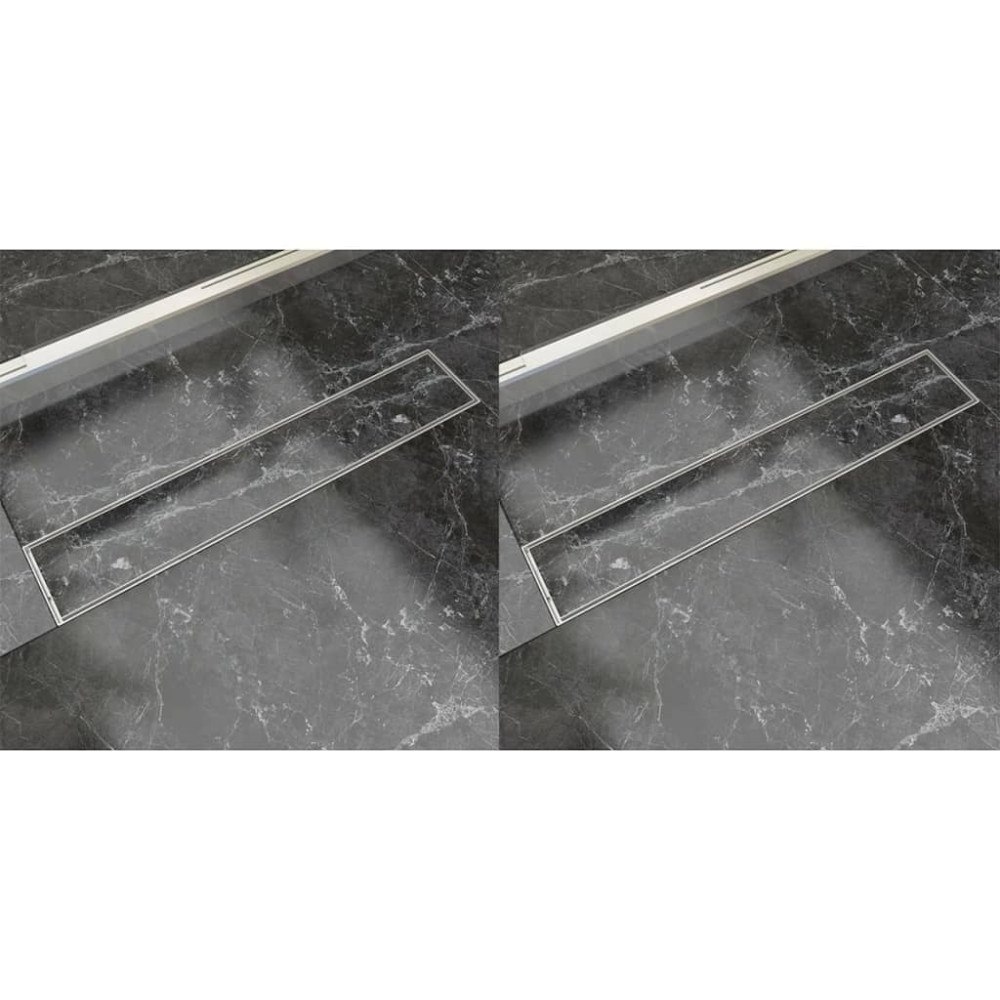 vidaXL Avlång golvbrunn 2 st rostfritt stål 630x140 mm