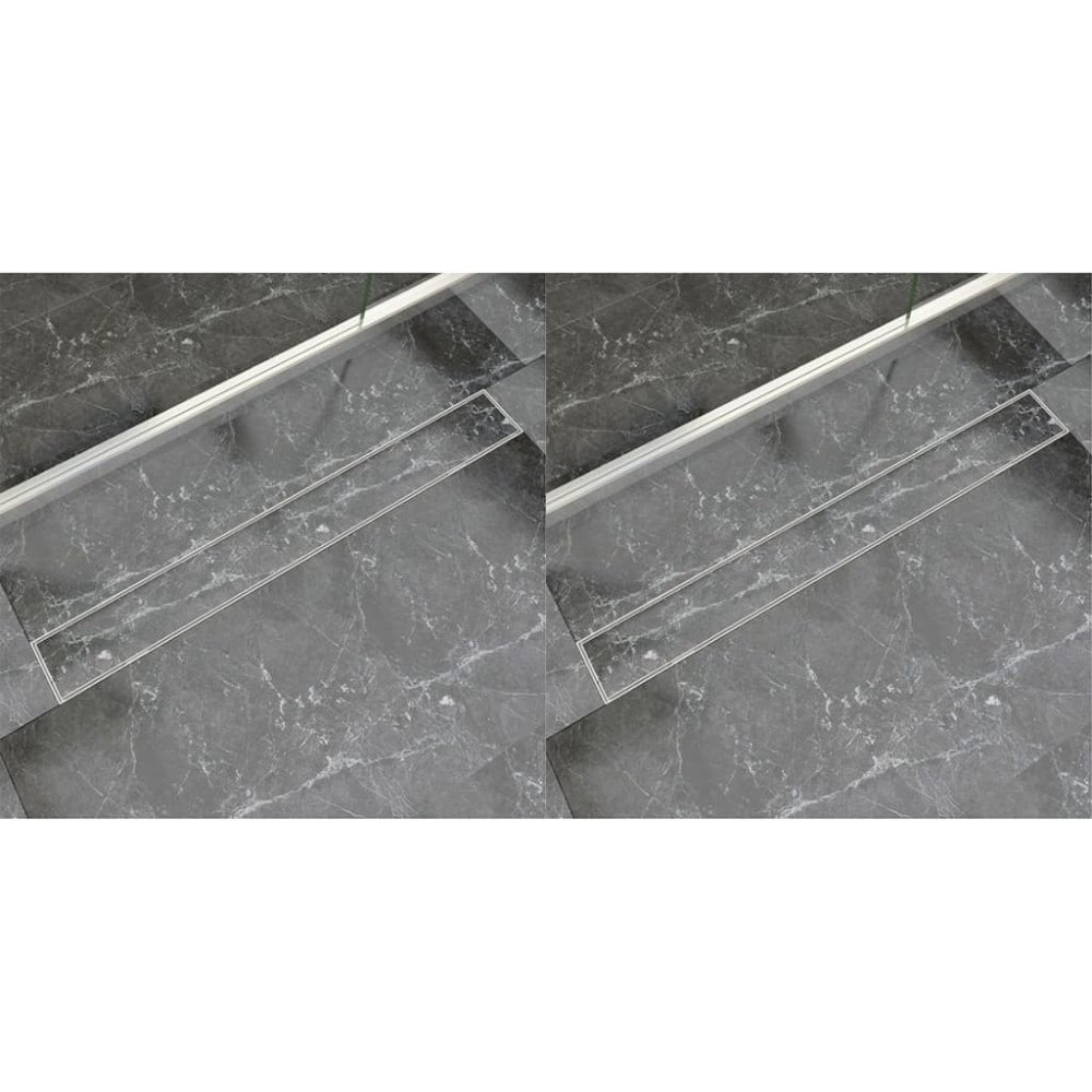 vidaXL Avlång golvbrunn 2 st rostfritt stål 930x140 mm