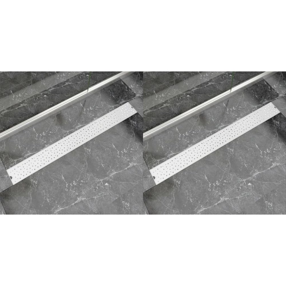 vidaXL Avlång golvbrunn 2 st bubblor rostfritt stål 1030x140 mm