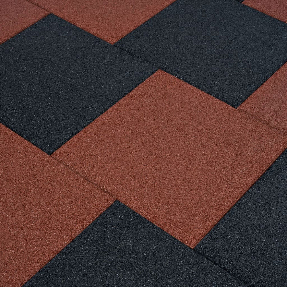 vidaXL Fallskyddsmattor 12 st gummi 50x50x3 cm röd