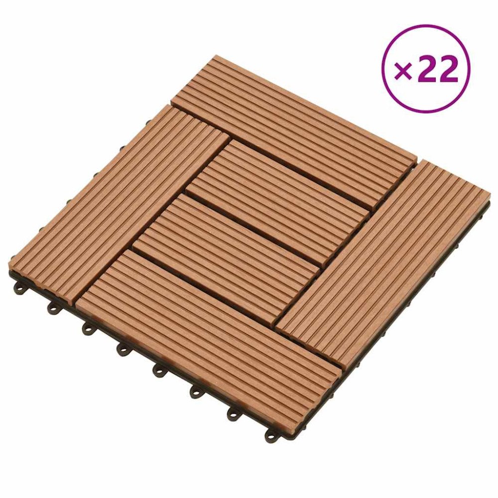 vidaXL Trall 22 st 30x30 cm 2 kvm WPC brun