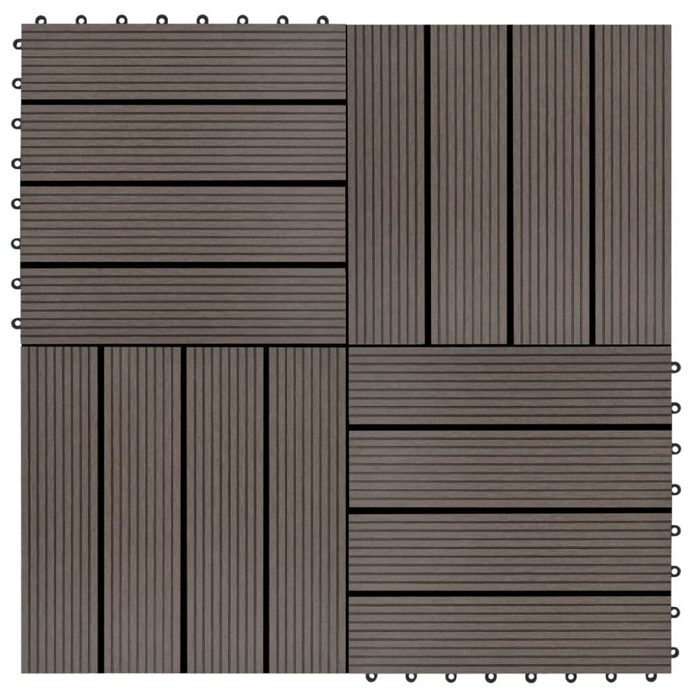 vidaXL Trall 22 st 30x30 cm 2 kvm WPC mörkbrun