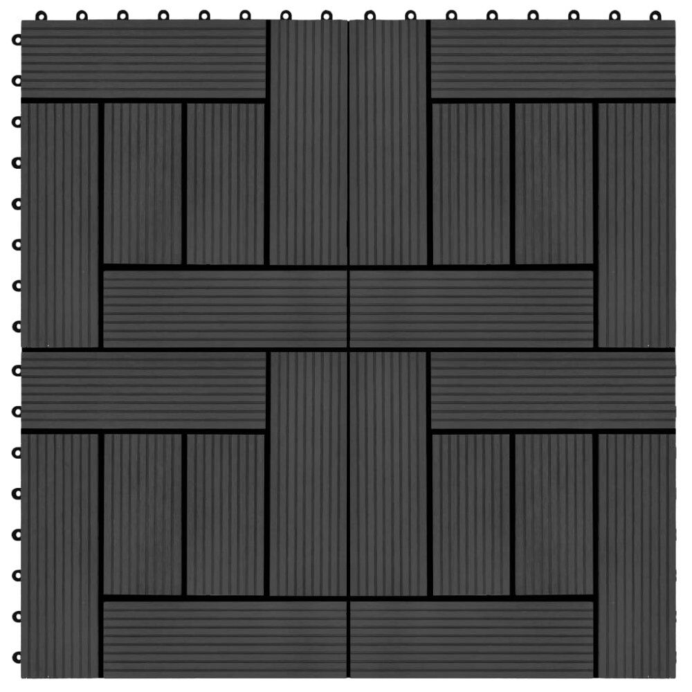 vidaXL Trall 22 st 30x30 cm 2 kvm WPC svart