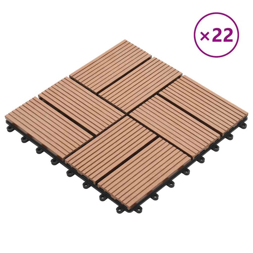 vidaXL Trall 22 st 30x30 cm 2 kvm WPC brun