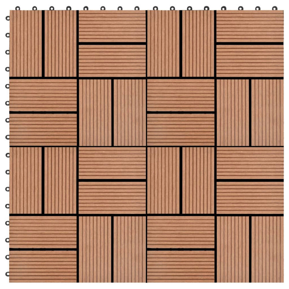 vidaXL Trall 22 st 30x30 cm 2 kvm WPC brun