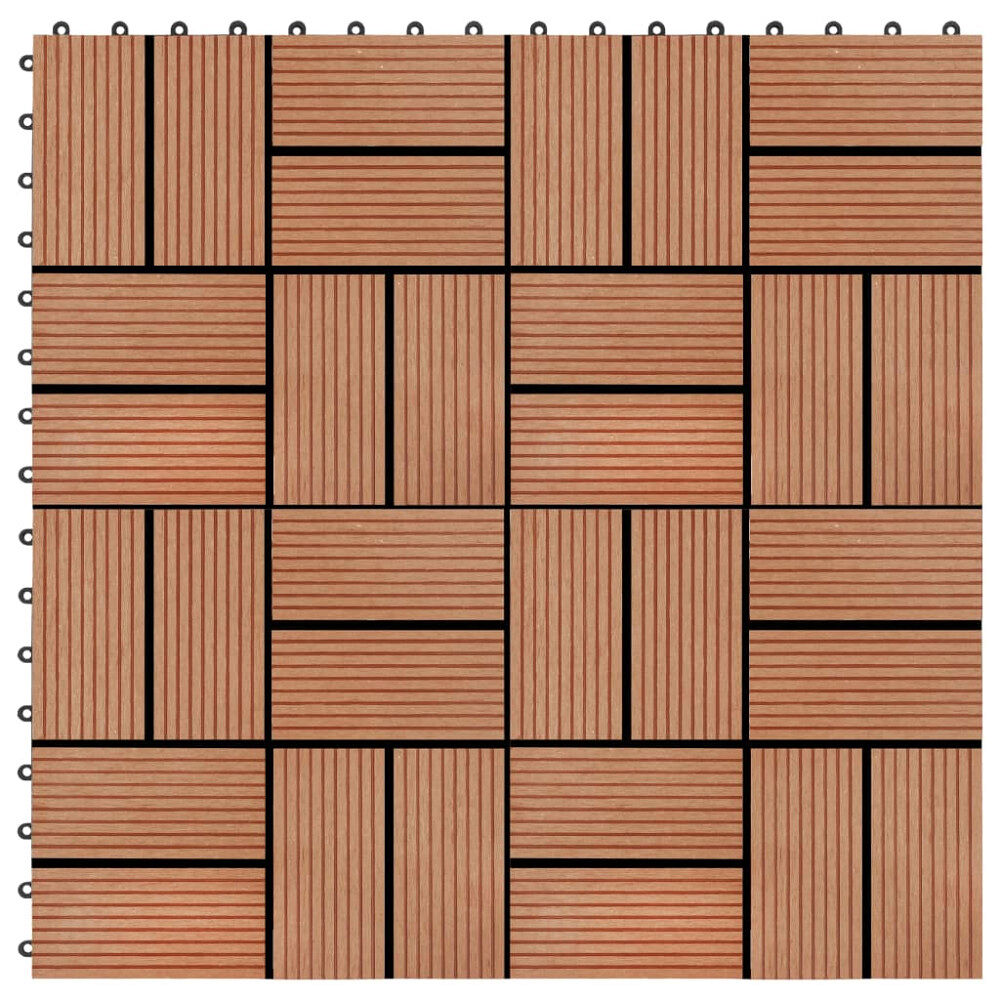 vidaXL Trall 22 st 30x30 cm 2 kvm WPC teakfärg