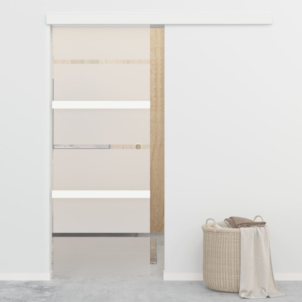 vidaXL Skjutdörr med mjukstopp ESG-glas och aluminium 76x205 cm