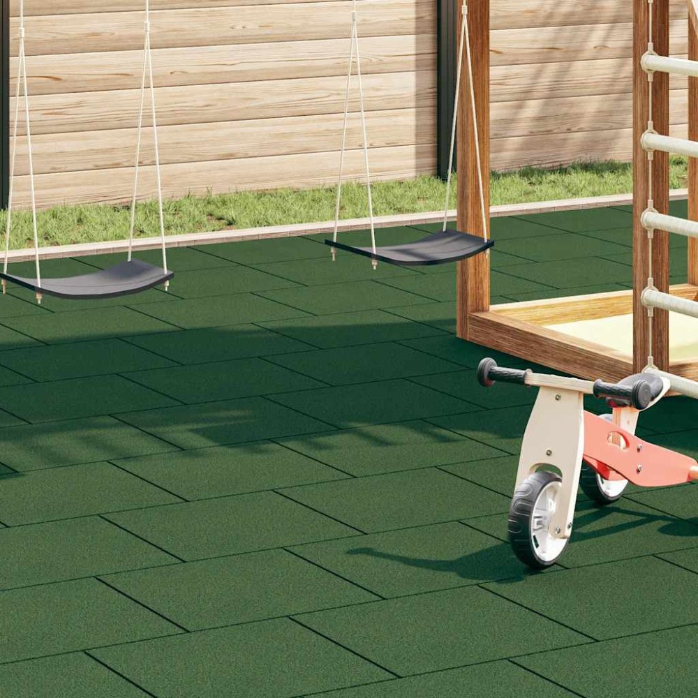 vidaXL Fallskyddsmattor 24 st gummi 50x50x3 cm grön