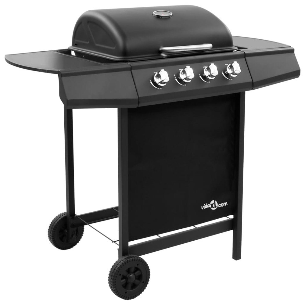 vidaXL Gasolgrill med 4 brännare svart